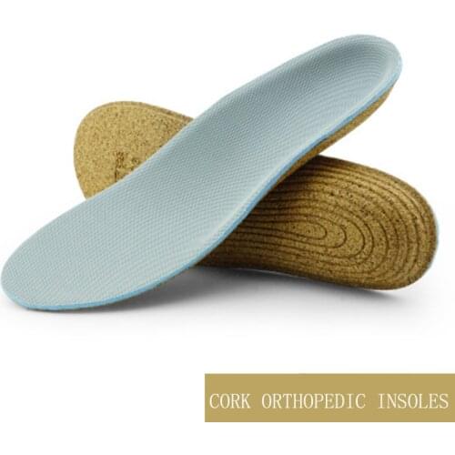 Men Cork Arch Support Insoles for Flat Foot Orthopedic for Unisex Polyester Non-slip Deodorant Hypoli Cloth Insoles