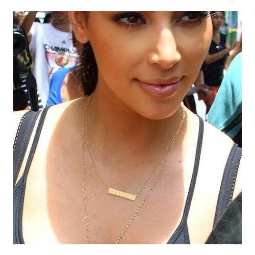 Simple Style Metal Chain Clavicular Chain Rectangle Pendant Necklace Women Fashion Jewelry