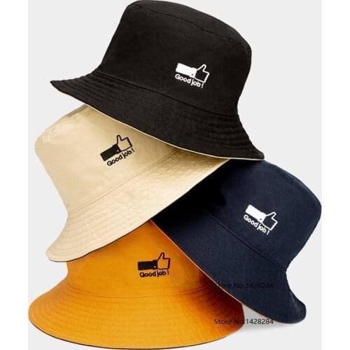 New Qimian Double-sided two-color simple Men Women Fishing Hat Summer Sunscreen Fisherman Bucket Cap 1pcs