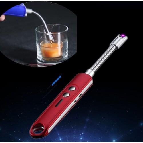 Adjustable USB Electric Lighter Kitchen BBQ Candle Ignition Gun Windproof Rechargeable Plasma Arc Lighter Gun Torch