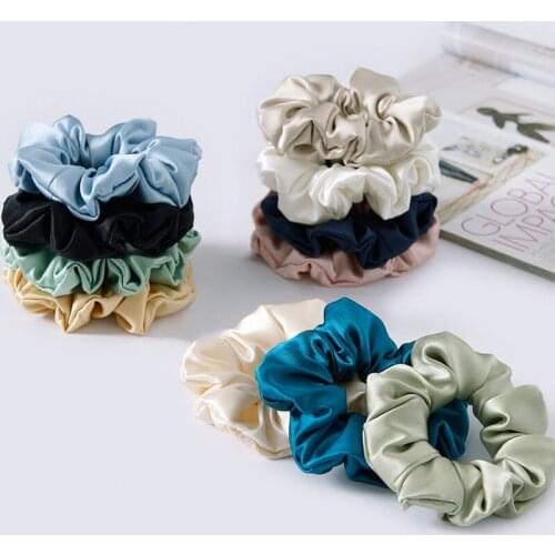 5Pcs Real Silk Scrunchies 30Momme Mulberry SilK Elastic Handmade Multicolor Hair Band Ponytail Holder Headband Hair Accessories