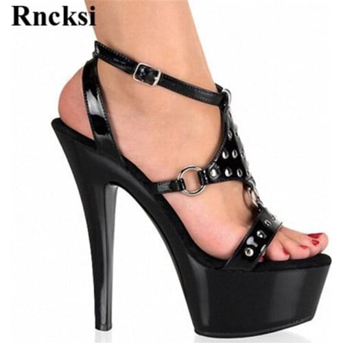 Rncksi Pole Dance Women Sexy Straps Shoes 15cm High Heel Platforms Star Model Sandals Party Wedding Dress Sandals