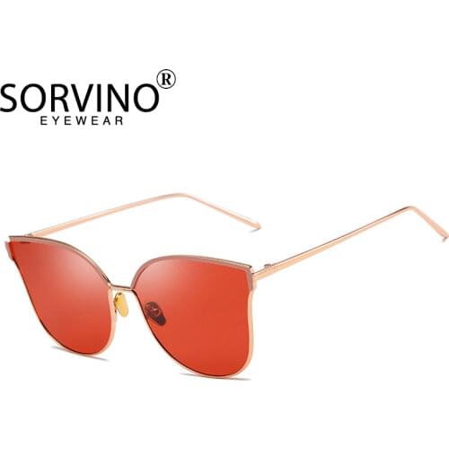 SORVINO Vintage Shades For Women Cat Eye Sunglasses 2020 Luxury Brand Designer Mirror Sun Glasses Fashion Metal 90s Oculos P370