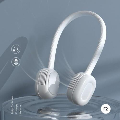 USB Mini Bladeless Neck Fan Portable Rechargeable Sports Fan Air Cooler Conditioner Three Wind Speed Adjustable for Outdoor