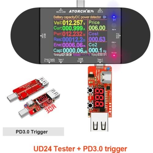 5-32V USB tester DC 5.5 Type-C digital voltmeter ammeter power bank voltage detector QC2.0 3.0 PD3.0 electric meter Detector