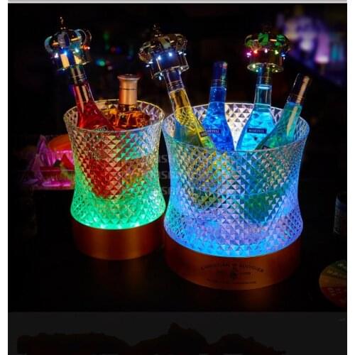 Waterproof LED Rechargeable Ice Buckets Acrylic Transparent Night Party wine Holder Light Up Champagne Beer ice cooler for Party