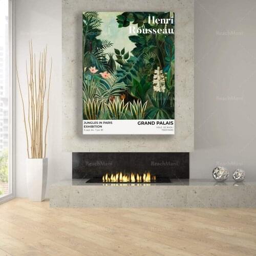Exhibition Poster – The Equatorial Jungle Henri Rousseau | Naive Art Painting, Henri Rousseau Print, Vintage Wall Art