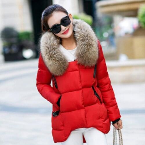2020 New Winter Jacket Womens Fashion Large Fur Collar Short Coats Women Loose Leisure Parka Coat Female Down Cotton Outwear