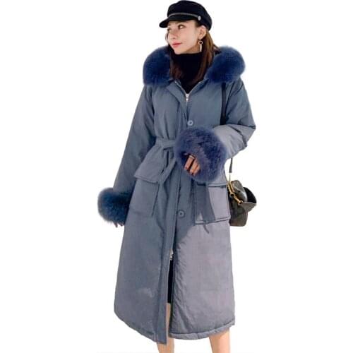 Natural Fox Fur Collar 2019 Winter White Duck Jacket Women Real Fur Coat Female Long Thicked Down Parka Doudoune Femme L144