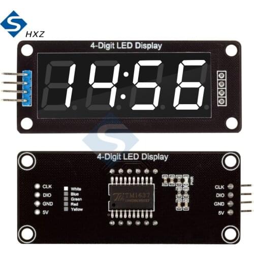 0.56" TM1637 4-digit 7 Segment Digital Tube Clock Module Double Dots Blue Yellow White Green Red LED Display TM1637 For Arduino