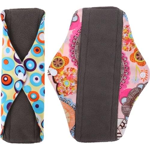 1PCS Washable Sanitary Towel Cloth Menstrual Pads Reusable Sanitary Pad Absorbent Charcoal Cloth Bamboo Menstrual Pads