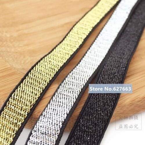 1cm rubber band gold silk silver flat elastic band shoulder strap pull plush underwear with elastic band Decorative belt