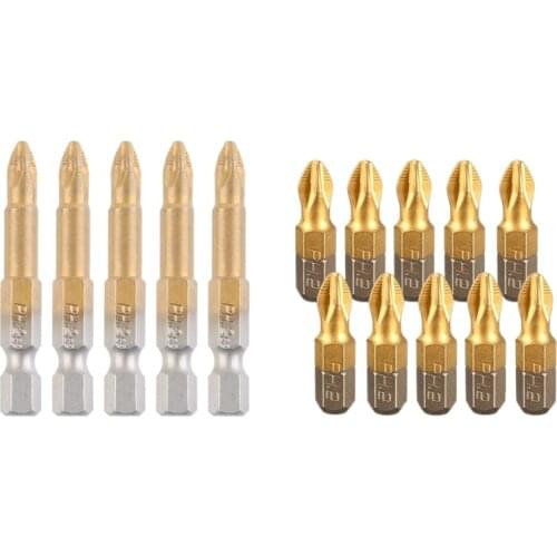 10pcs/ 5pcs PH2 Magnetic Screwdriver Bits Shank 25mm/50mm Titanium Coated Screwdriver Bits Non-Slip Hexagon Bits