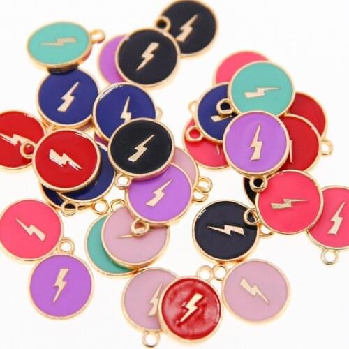 10Pcs Candy Color Flash Shape Lightning Pendants Bracelet Earring Enamel Charms DIY Necklace Fashion Jewelry Making Gift