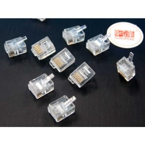 100pcs NEW 6P6C RJ11 Phone Crystal Head Connector Minow Special Crystal head shrapnel Free shipping to Russia