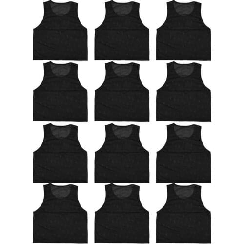 12Pcs Football Exercise Vest Small Mesh Breathable Children Football Training Exercise Vest Black Kid Free Size Football Vest