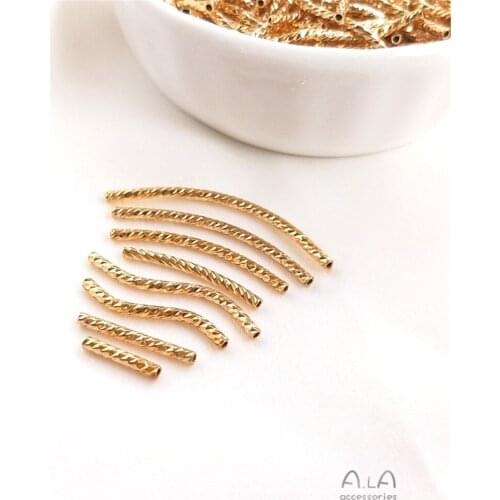 14K Gold Filled Faceted thread elbow straight pipe S pipe diy jewelry accessories necklace bracelet material