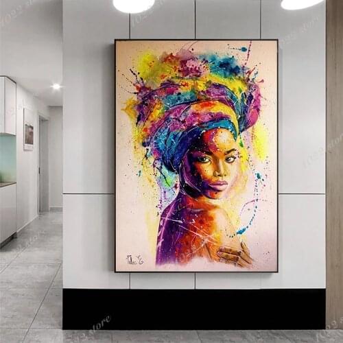 African Classical Women Canvas Painting Abstract Art Africa Map Shape Head Wall Art Prints and Posters Home Wall Decoration