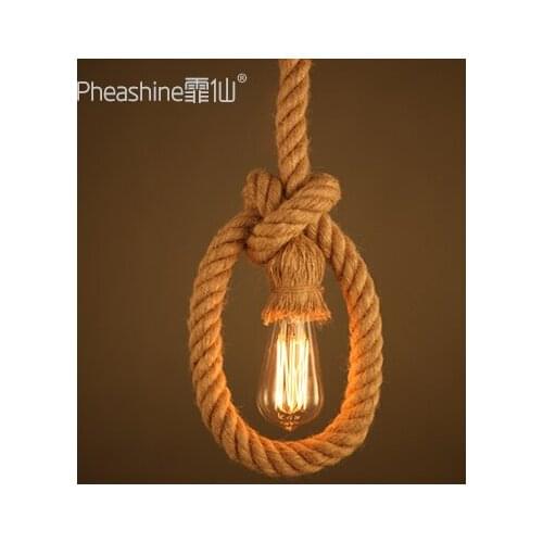 American Village Loft Rope Pendant Light For Dining Room Restaurant Bar Cafe Droplight Drop pendant lights
