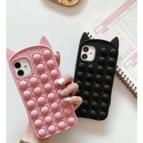 Adult Kid Fidget Reliver Stress Case for iPhone 12 Pro Max Bubble Antistress for iPhone 11 Xs Max X Xr 6 6s 7 8 Plus Cat Cover