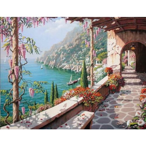 Free shipping!Modern Home Decor Art Wall Villa in Capri Oil Painting Picture Printed On Canvas Decorate Gifts