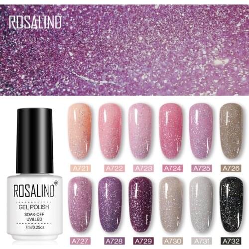ROSALIND Glitter Neon Gel Nail Polish Semi Permanent UV Lamp Varnish All For Manicure Nail Art Design Top Base 7ml Gel Polish