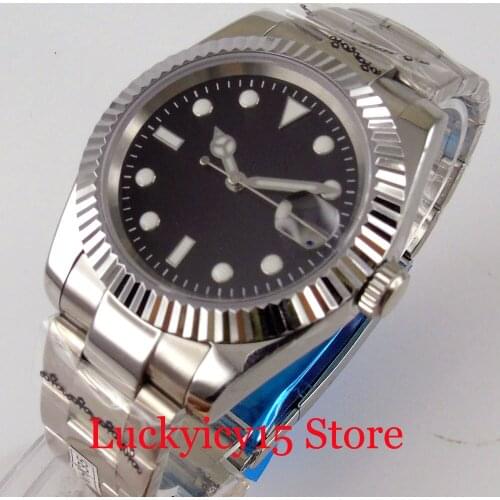BLIGER 40mm Sterile Men Watch NH35A Automatic Wristwatch Flued Bezel Sapphire Crystal Oyster Bracelet Luminous marks