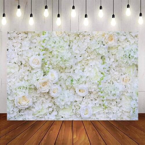 Flower Wall Photo Background Wedding Decoration for Bride Shower Display Wall White Flowers Backdrop Video Customize vinyl