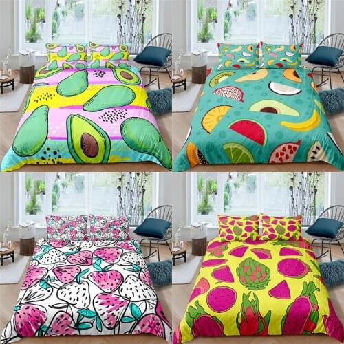 Home Textiles Luxury 3D Avocado Print Duvet Cover Set 2/3 Pcs Pillowcase Kids Bedding Set AU/EU/UK/US Queen and King Size