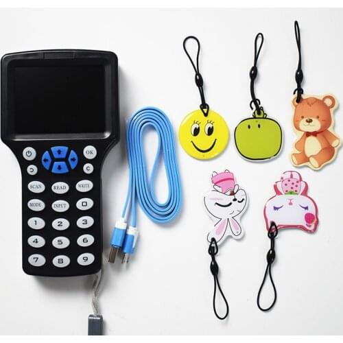 English 10 Frequency RFID Copier Duplicator 125KHz Key Fob NFC Reader Writer 13.56MHz Encrypted Programmer USB UID Copy Card Tag