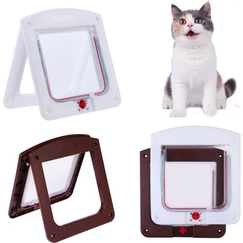 Pet Cat Puppy Dog Gates Door Lockables Safe Flap Door Pet safety products Lock Suitable for Any Wall or Door White Brown Colors