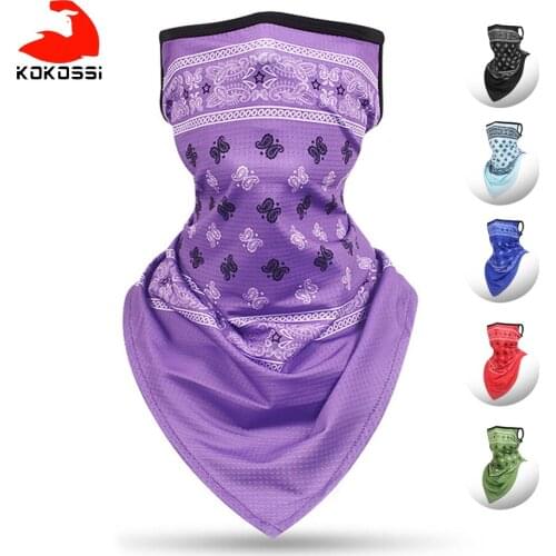 KoKossi Riding Ice Silk Hanging Ear Triangle Scarf Soft Skin-friendly Breathable Sun Protection Cycling Fishing Sports Headband