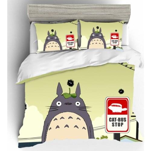 Totoro Duvet Cover Home Textile Anime Cartoon Cute Child Gift Bedding Set Pillow Cases Bed Linen Set Single Queen King Size Kids