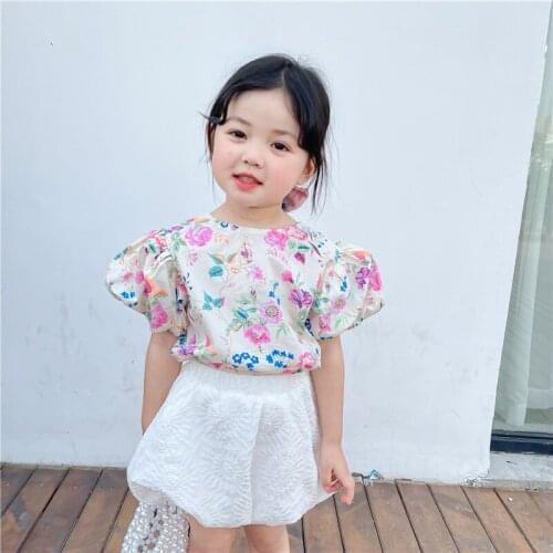 Korean Childrens Clothing Sets For Girls Summer Flower Shirt +shorts Cute Princess Two Piece Set Toddler Girl Clothes