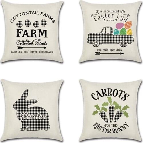Rabbit Easter eggs truck carrot Cushion Cover lattice Throw Pillow Cover Nordic Room Decoration for Home Car Sofa