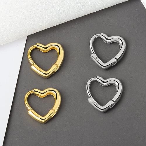 Best Selling Gold Silver Color Chic Heart Shaped Hoop Earrings Womens Chunky Hoops Geometrical Brass Earrings Minimalist