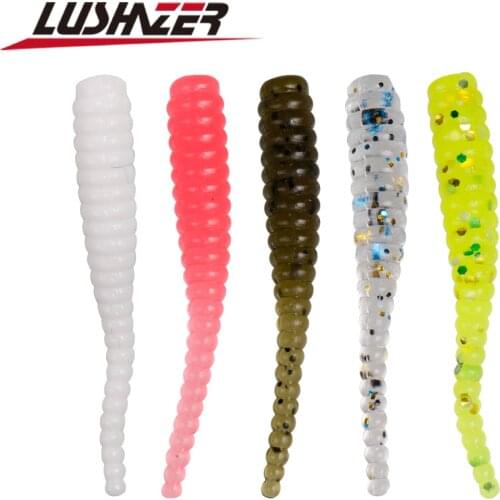 LUSHAZER 10pcs/Lot Fishing Soft Lures 0.3g/35m Earthworm Maggot Artificial Bait Pesca Carp Small Lure