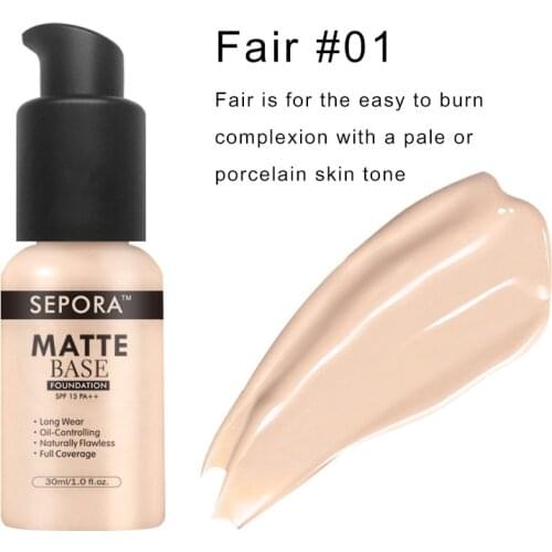 30ml Matte Base Foundation Makeup Oil Control Long Lasting Concealer Full Coverage Waterproof Foundation Cream Base Makeup TSLM1