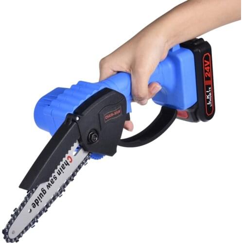 24V Mini Pruning Saw 550W Electric Chainsaws Garden Tree Logging Saw One-handed Cordless Chainsaw For Tree Branch Wooden Cutting