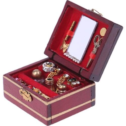 1pc Mini Jewelry Box Model Dollhouse Miniatures Children DIY Miniatures Doll House Furniture Toy House 1:12 Accessories