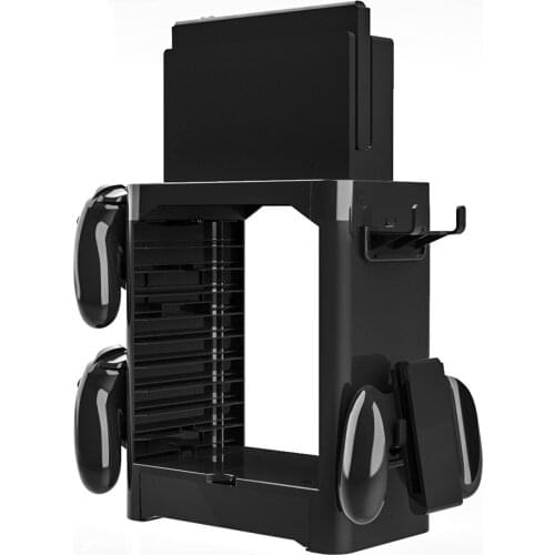 Multi-Function Storage Tower Organizer Rack Compatible With Nintendo Switch Console Controller Disc Boxes