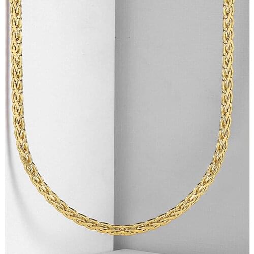 5mm Mens Chain Womens Hammered Flat Braided Wheat Yellow Gold Filled GF Necklace GN319