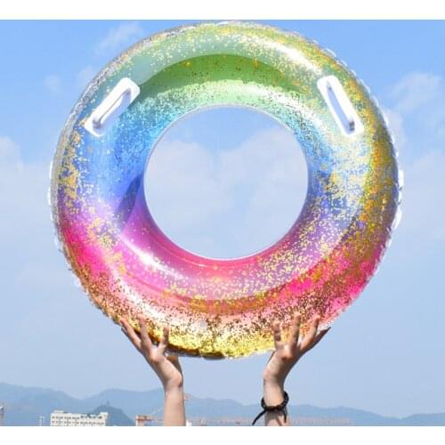 Inflatable lifebuoy adult children underarms universal transparent sequin swimming ring