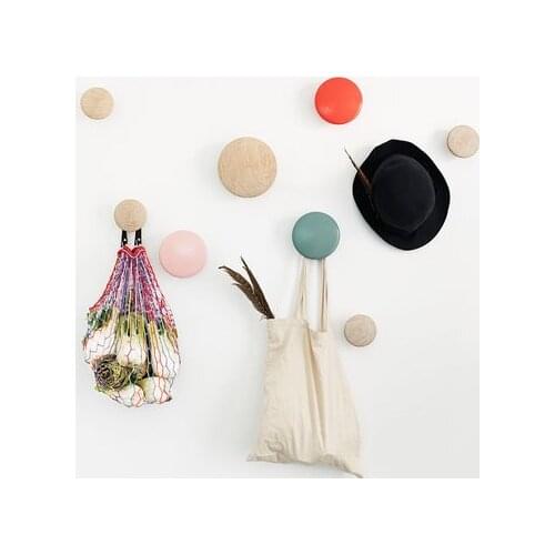 5PCS/Set Wall Clothes Hanger Coat Wood hook Coat Rack Garden Round hook Hanger Wall hanger wooden hooks Pretty Home Decoration