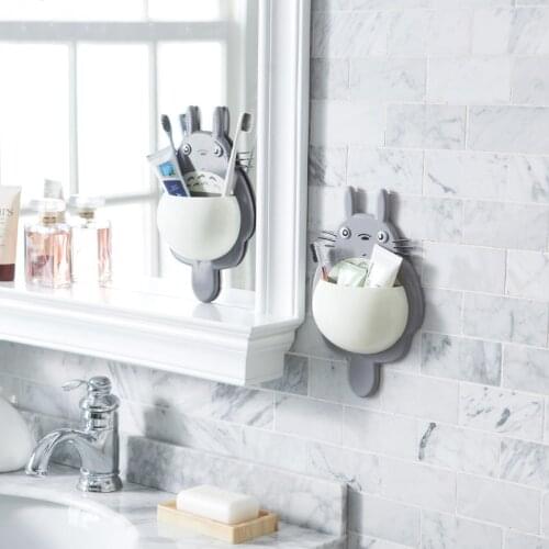 1PCS Cartoon Cute Totoro Toothbrush Wall Suction Bathroom Sucker Toothbrush Holder Bathroom Shelves Household Supplies