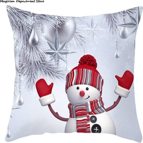 45*45cm Cartoon Cute Snowman Santa Claus Pillowcase Christmas Sofa Car Banquet Party Decor Warm Home Pillowcase Throw Pillow