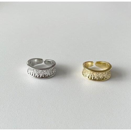 2021 New Korea Fashion Irregular Grain Rings for Woman and Man Open To Adjust concise style couple rings Jewelry wholesale