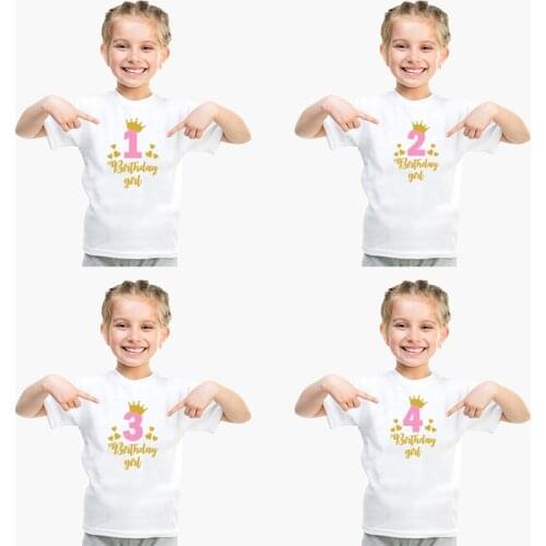 New Kids Boys Girls Summer Birthday T-shirts Short Sleeved T Shirt Size 1 2 3 4 5 6 7 Year Children Party Clothing Tops