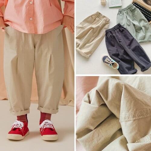 2021 Spring New Baby Boys Pants Childrens Trousers Korean Casual Loose Solid Trousers For Boy 2-9 Y Kids High Quality Pants