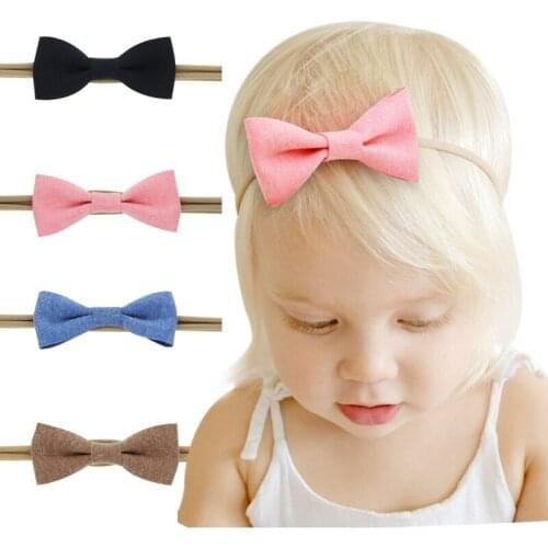 4PCS/lot Girls Elastic Headband Solid Fabric Hair Bows Headbands For Kids New Arrival Toddlers Hair Accessories HC94